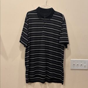 BCG Black Gray White Striped Golf Shirt XL